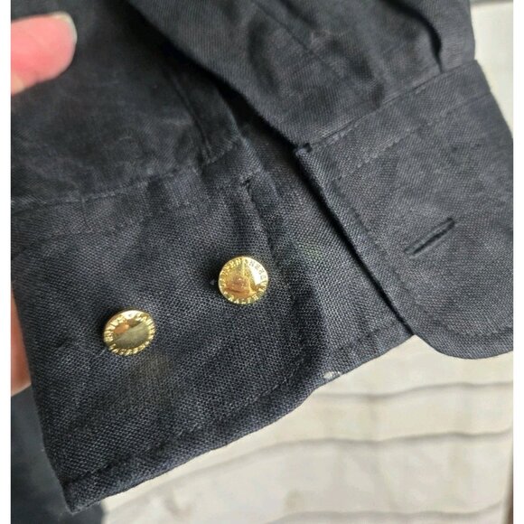 Ralph Lauren Black 100%  Linen Top 1X Gold Buttons Coastal Grandma Womens Beachy - Picture 4 of 5